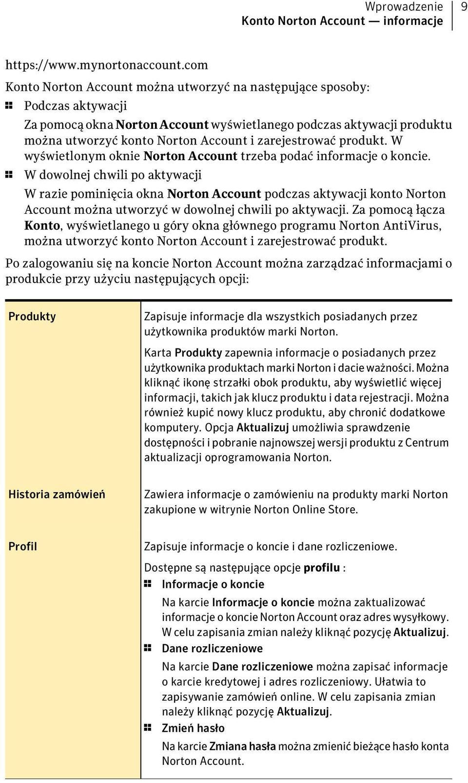 zarejestrować produkt. W wyświetlonym oknie Norton Account trzeba podać informacje o koncie.