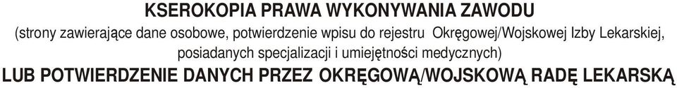 Izby Lekarskiej, posiadanych specjalizacji i umiejętności