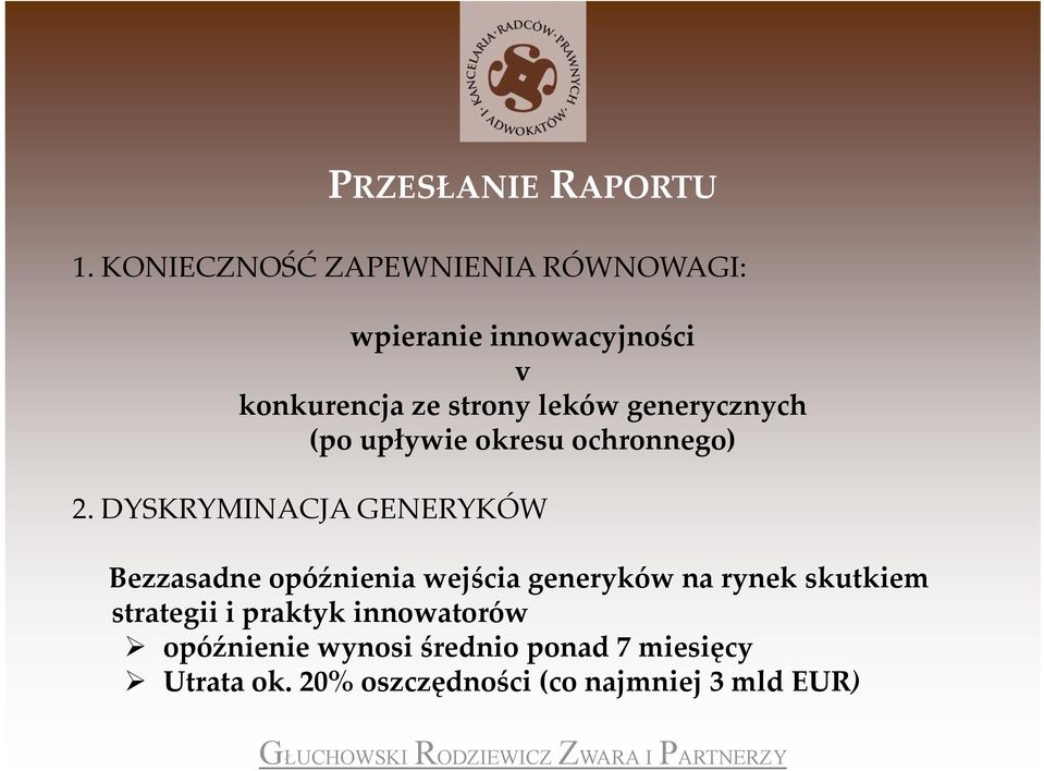 generycznych (po upływie okresu ochronnego) 2.