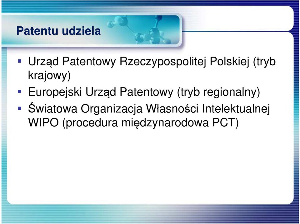 Patentowy (tryb regionalny) Światowa Organizacja