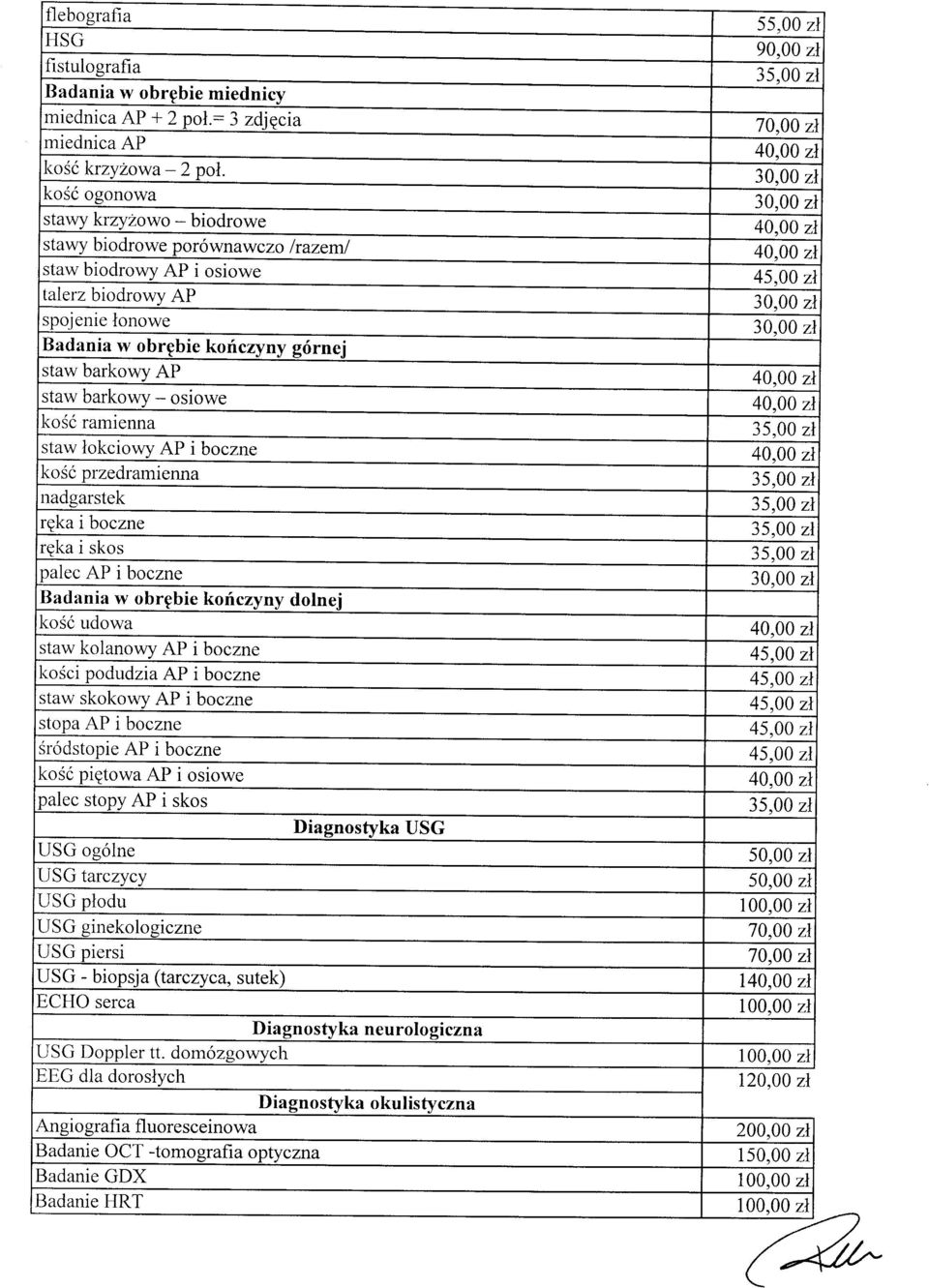 kończyny górnej staw barkowy AP staw barkowy - osiowe kość ramienna staw łokciowy AP i boczne kość przedramienna nadgarstek ręka i boczne ręka i skos palec AP i boczne Badania w obrębie kończyny