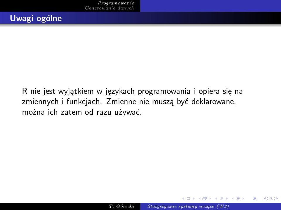 zmiennych i funkcjach.