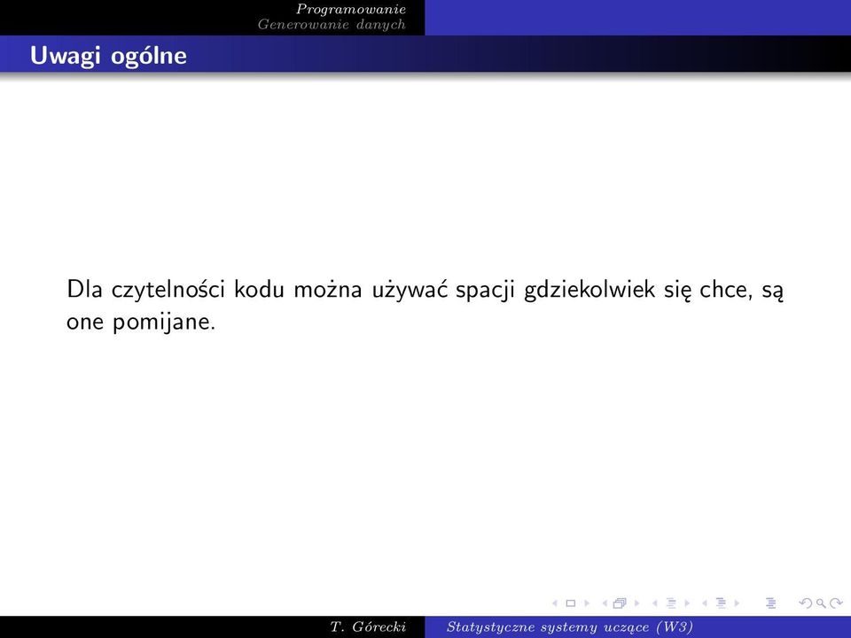 używać spacji