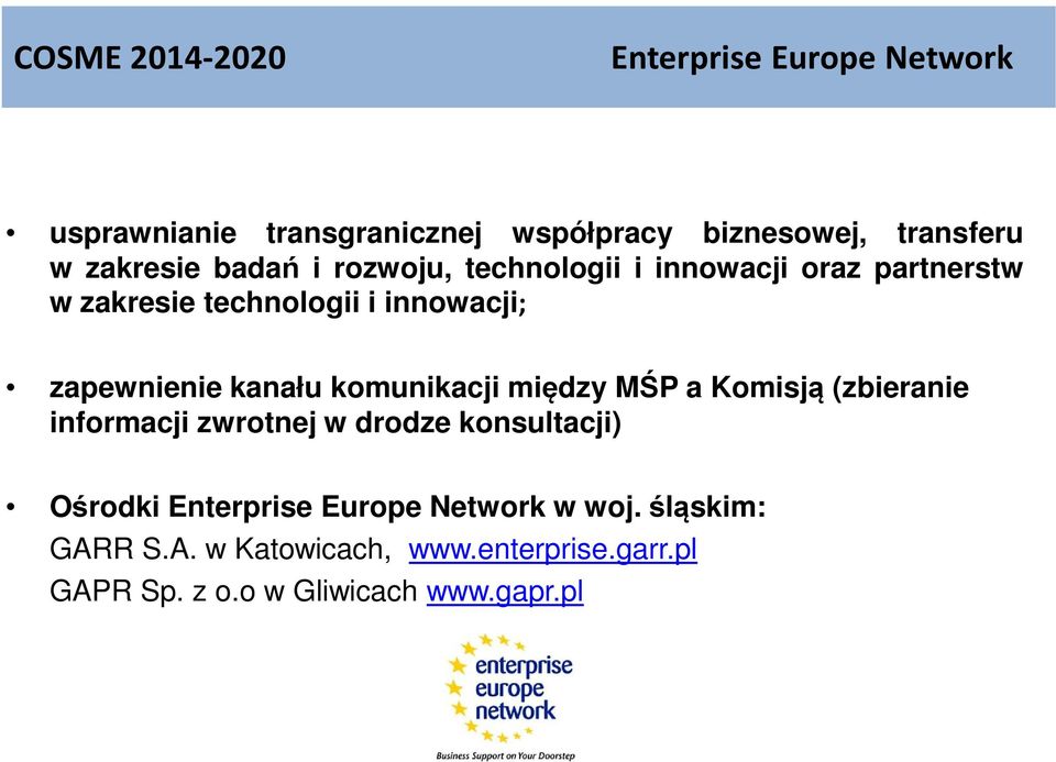 zapewnienie kanału komunikacji między MŚP a Komisją (zbieranie informacji zwrotnej w drodze konsultacji)