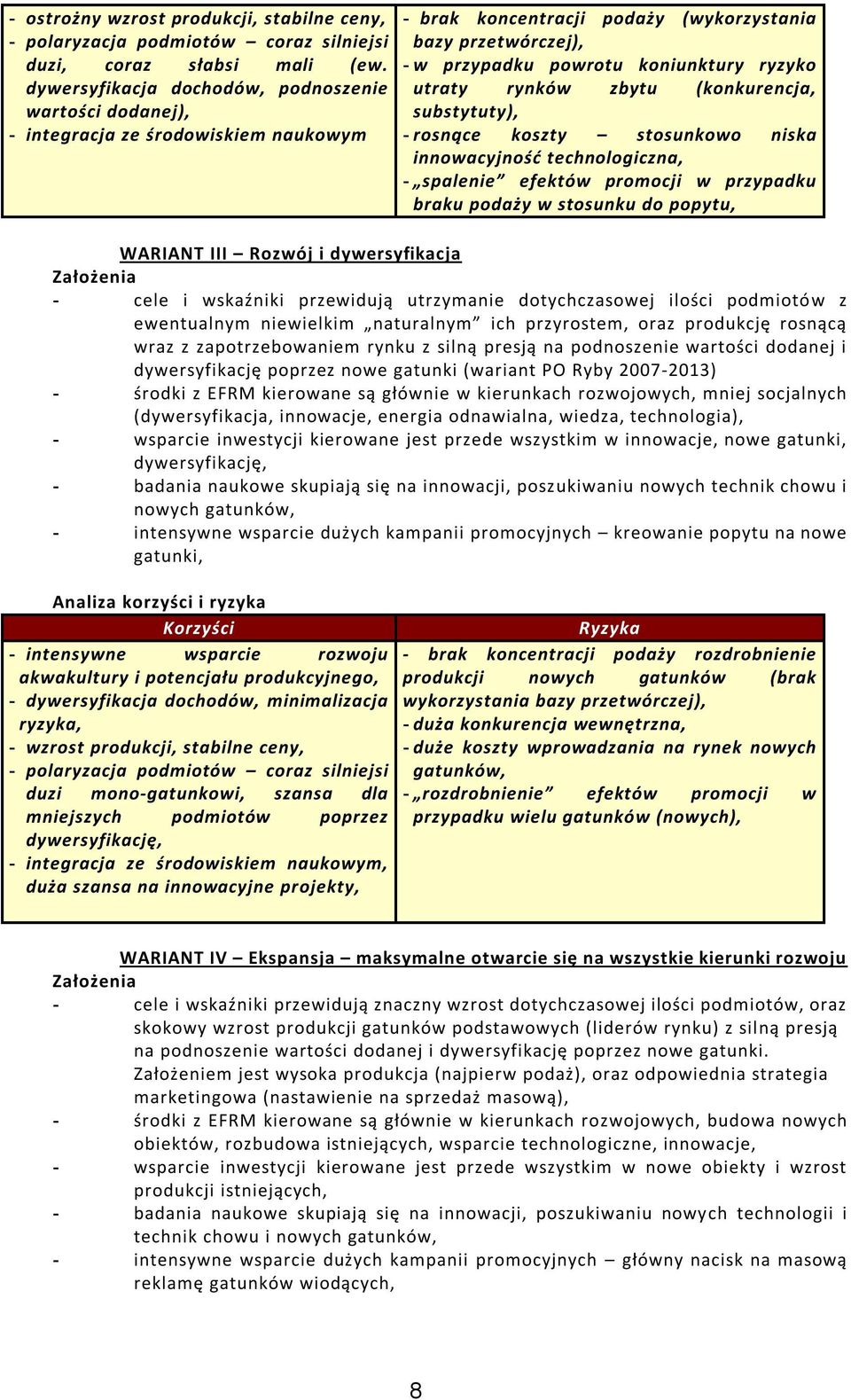 utraty rynków zbytu (konkurencja, substytuty), - rosnące koszty stosunkowo niska innowacyjność technologiczna, - spalenie efektów promocji w przypadku braku podaży w stosunku do popytu, WARIANT III