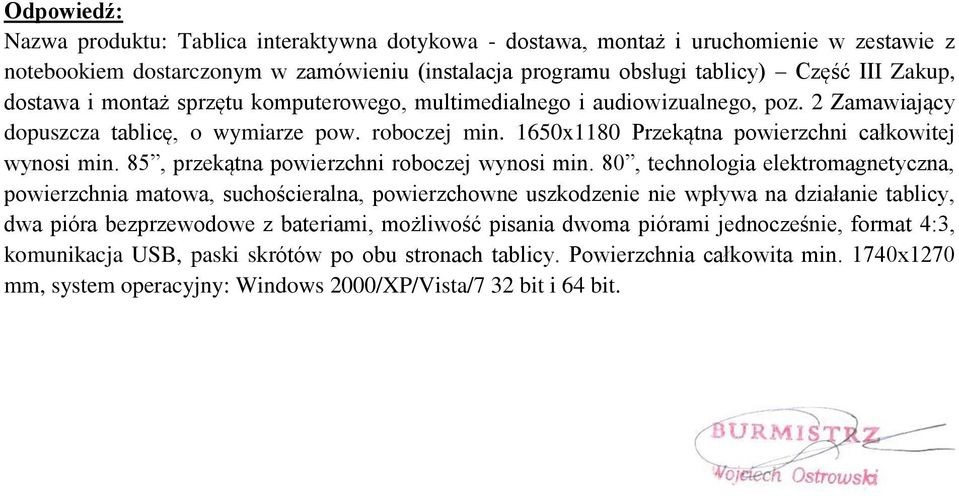 85, przekątna powierzchni roboczej wynosi min.