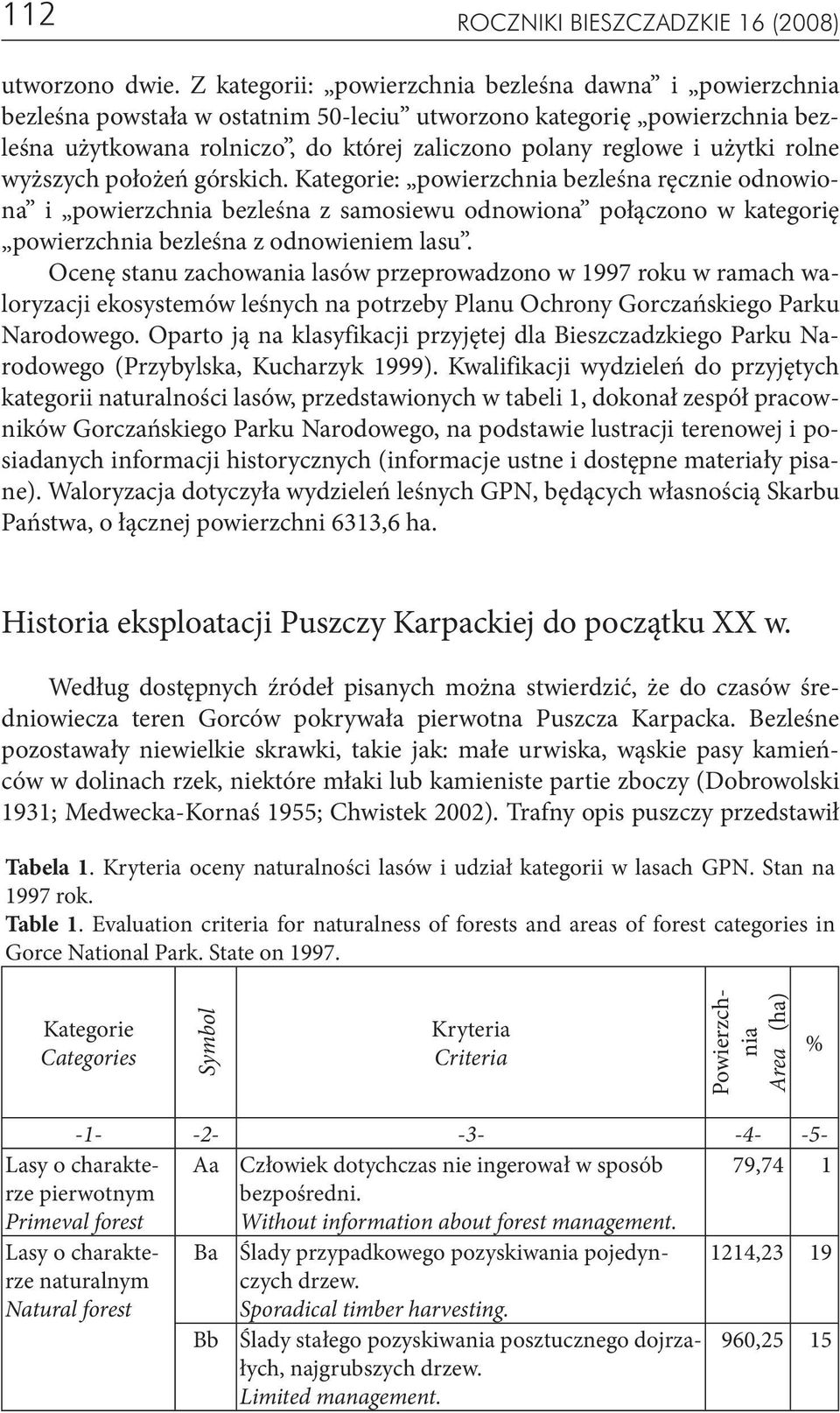 użytki rolne wyższych położeń górskich. Kategorie: powierzchnia bezleśna ręcznie odnowiona i powierzchnia bezleśna z samosiewu odnowiona połączono w kategorię powierzchnia bezleśna z odnowieniem lasu.
