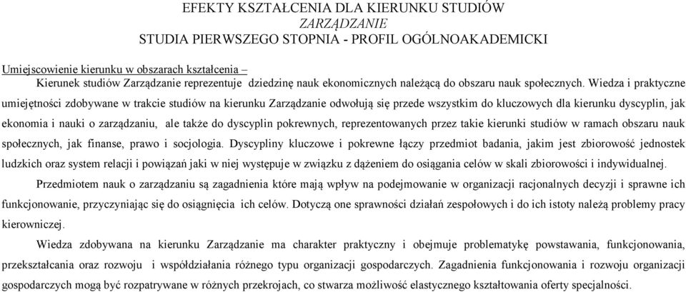 Wiedza i praktyczne umiejętności zdobywane w trakcie studiów na kierunku Zarządzanie odwołują się przede wszystkim do kluczowych dla kierunku dyscyplin, jak ekonomia i nauki o zarządzaniu, ale także