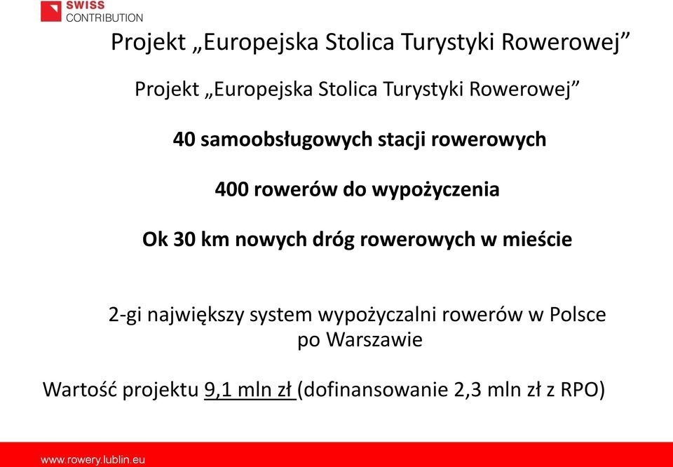 nowych dróg rowerowych w mieście 2-gi największy system wypożyczalni rowerów w Polsce