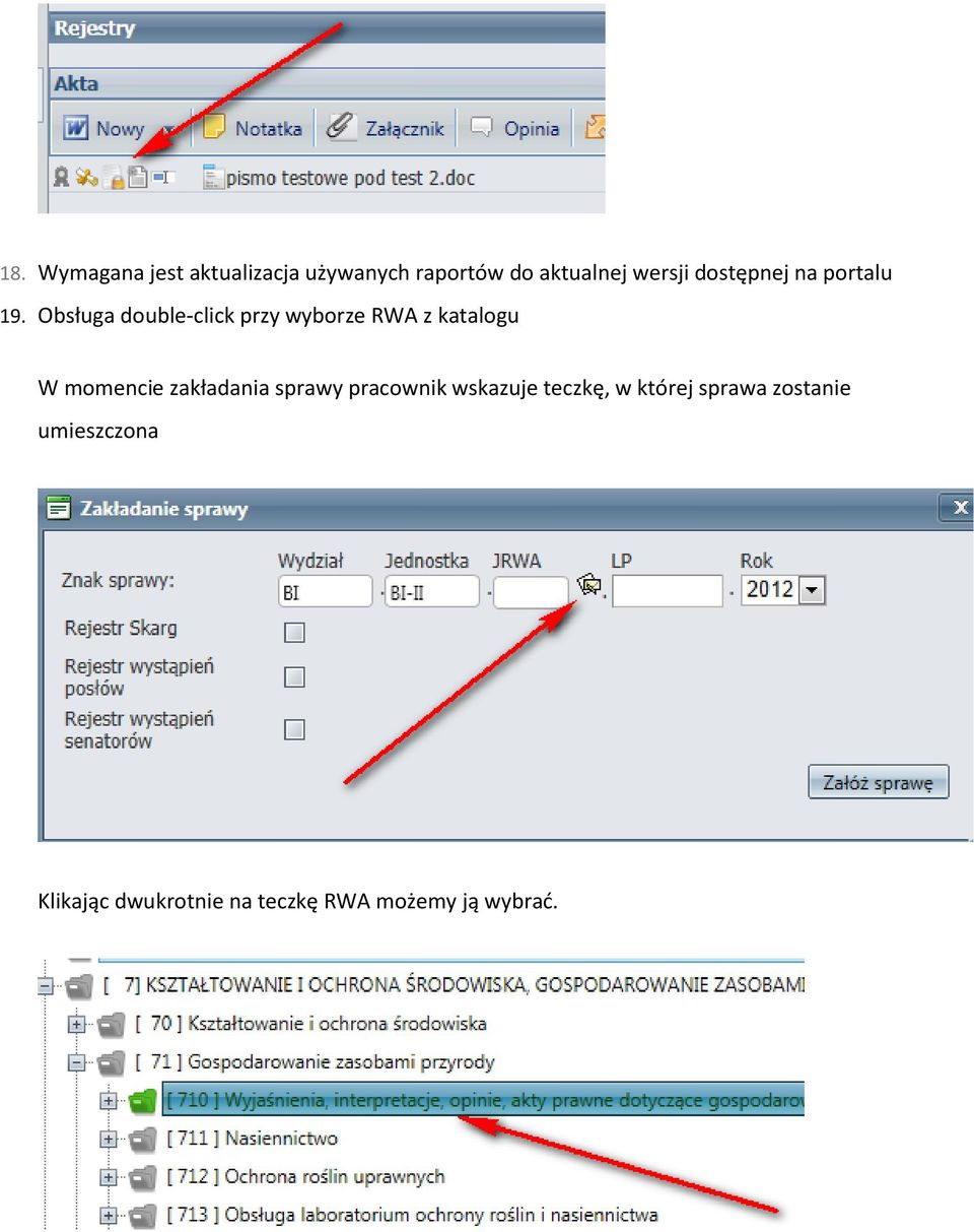 Obsługa double-click przy wyborze RWA z katalogu W momencie zakładania