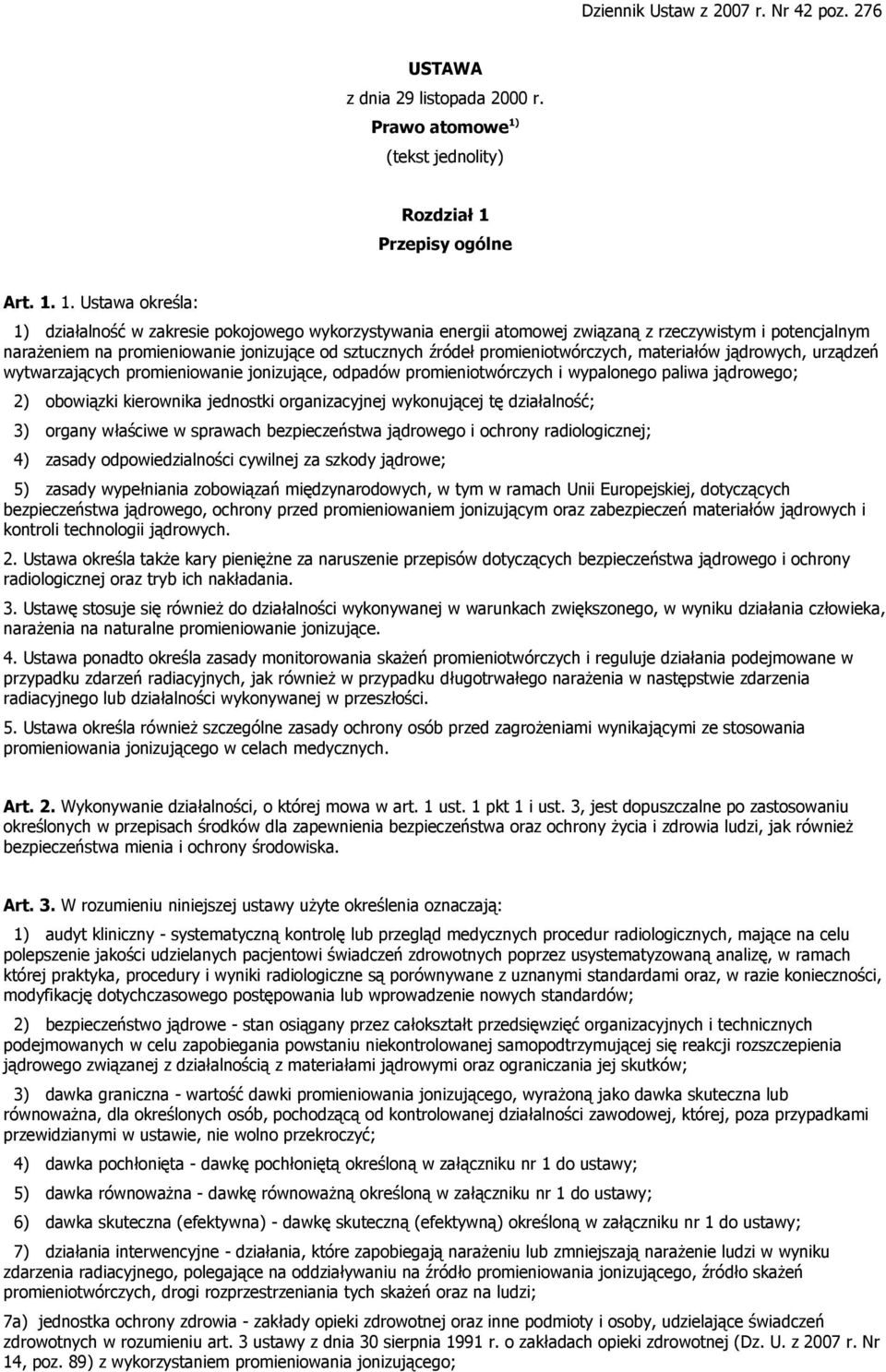 Przepisy ogólne Art. 1.