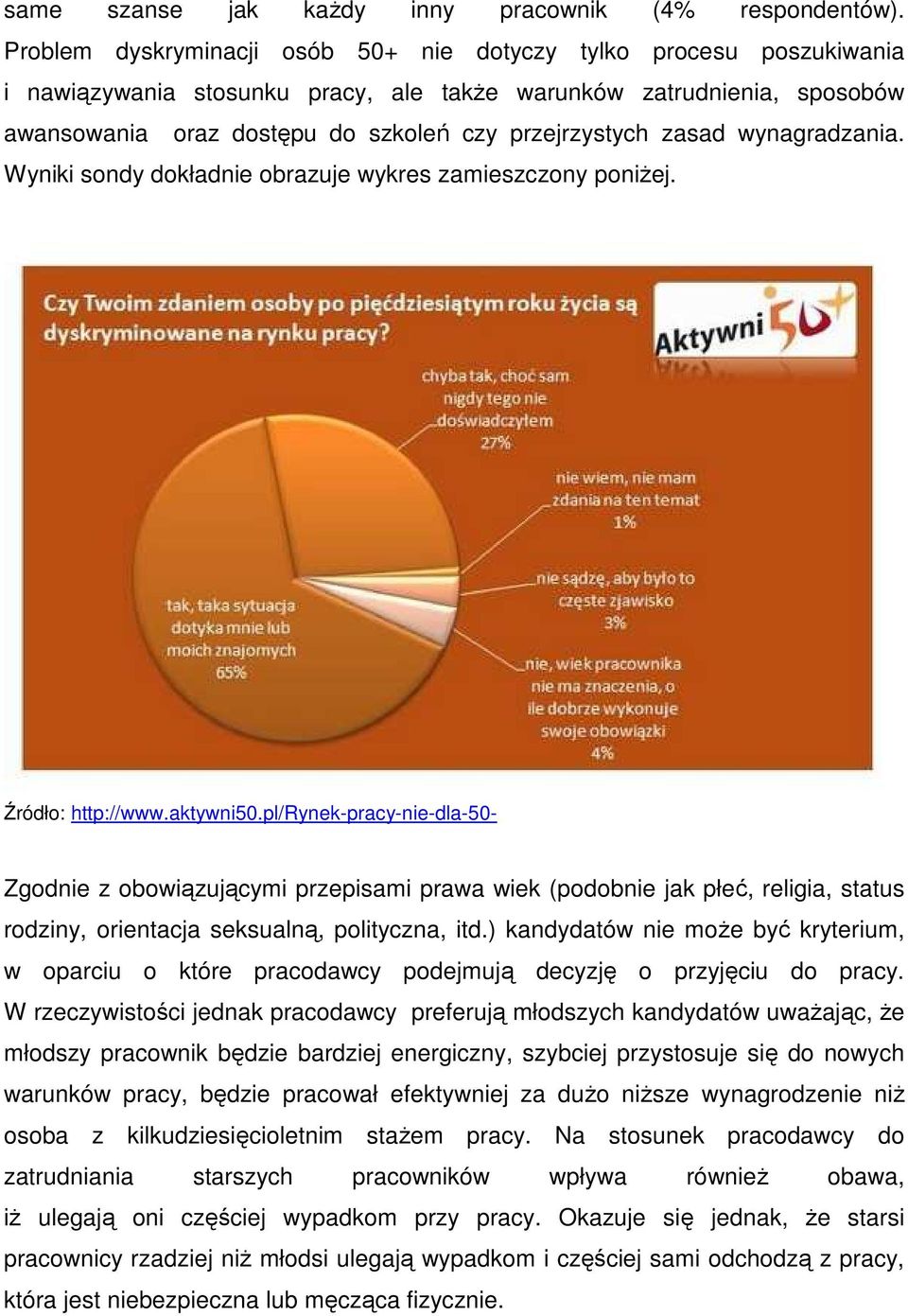 zasad wynagradzania. Wyniki sondy dokładnie obrazuje wykres zamieszczony poniŝej. Źródło: http://www.aktywni50.