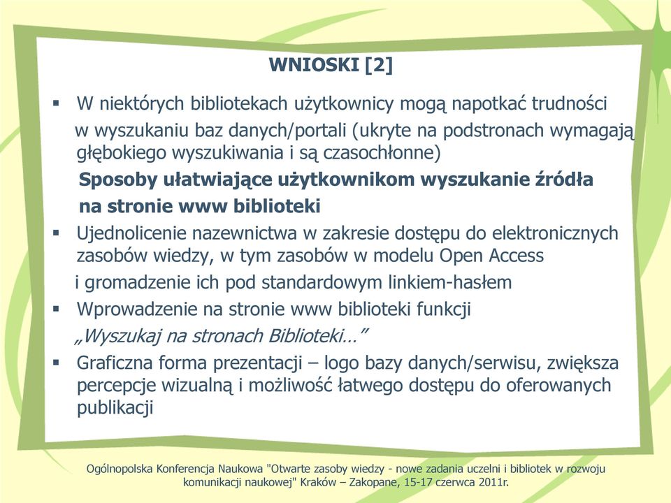 tym zasobów w modelu Open Access i gromadzenie ich pod standardowym linkiem-hasłem Wprowadzenie na stronie www biblioteki funkcji Wyszukaj na stronach Biblioteki Graficzna