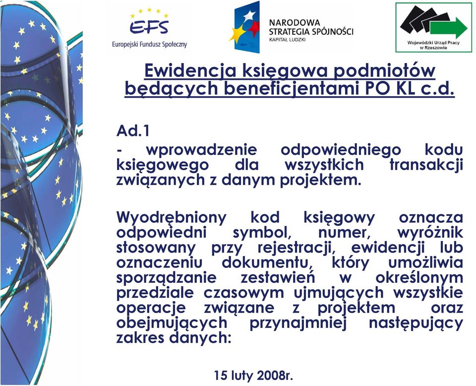 ewidencji lub oznaczeniu dokumentu, który umożliwia sporządzanie zestawień w określonym przedziale