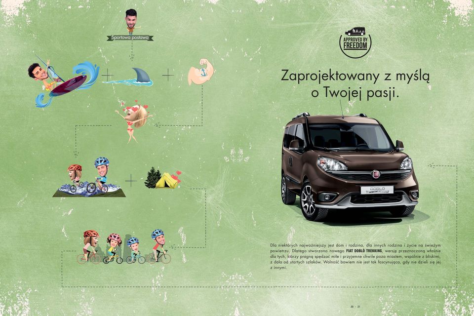 Dlatego stworzono nowego FIAT DOBLÒ TREKKING, wersję przeznaczoną właśnie dla tych, którzy pragną spędzać