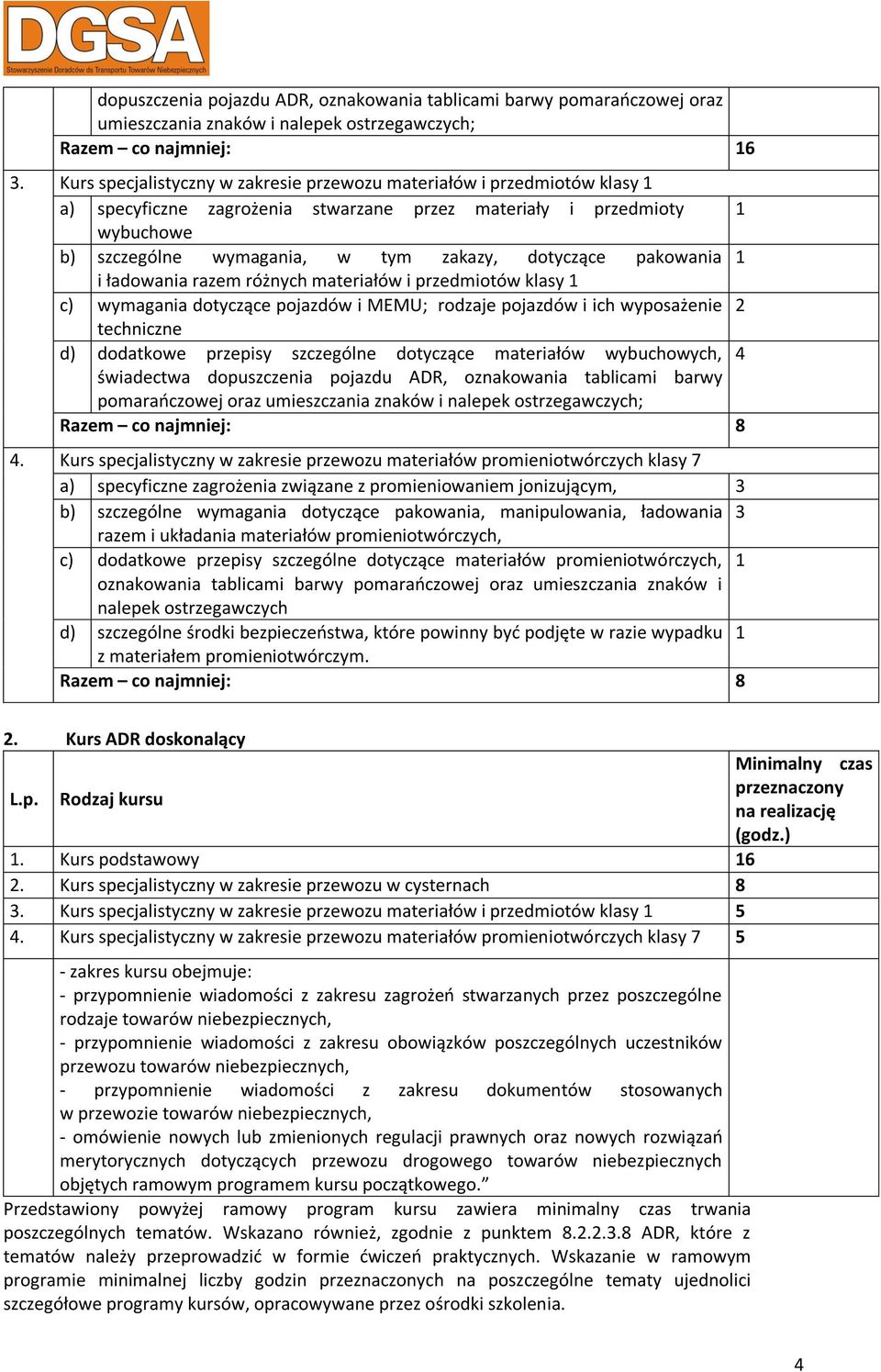 pakowania 1 i ładowania razem różnych materiałów i przedmiotów klasy 1 c) wymagania dotyczące pojazdów i MEMU; rodzaje pojazdów i ich wyposażenie techniczne d) dodatkowe przepisy szczególne dotyczące