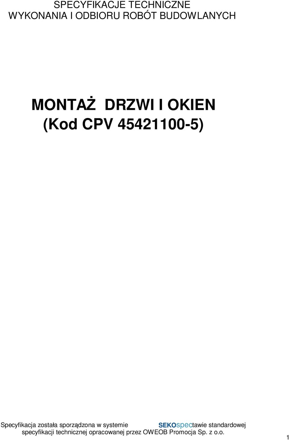 BUDOWLANYCH MONTA DRZWI I