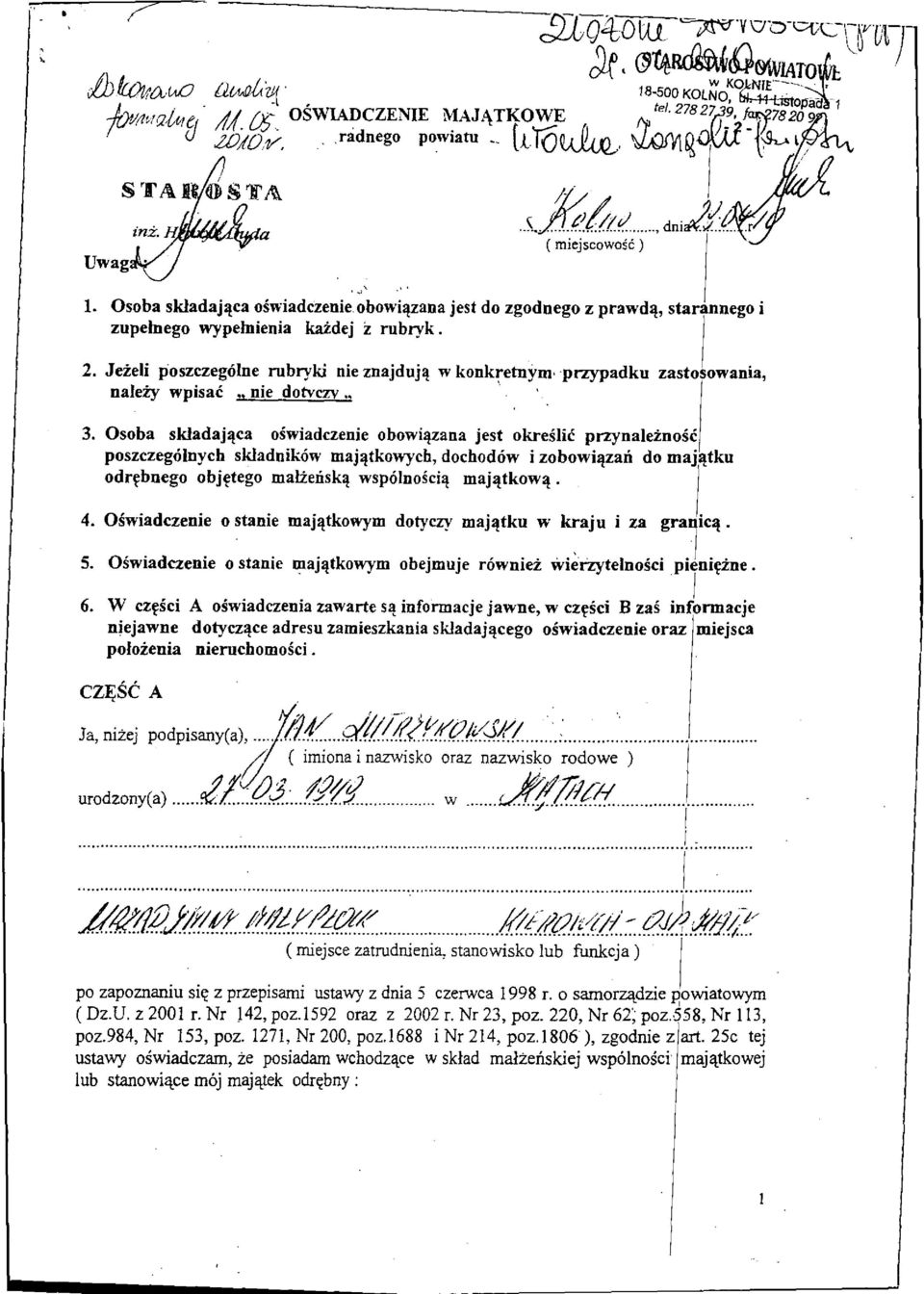 Jeieli poszczegelne rubryki nie znajdujq w konkretnym przypadku zastosowania, naleiy wpisa6 the dotyczy 3.