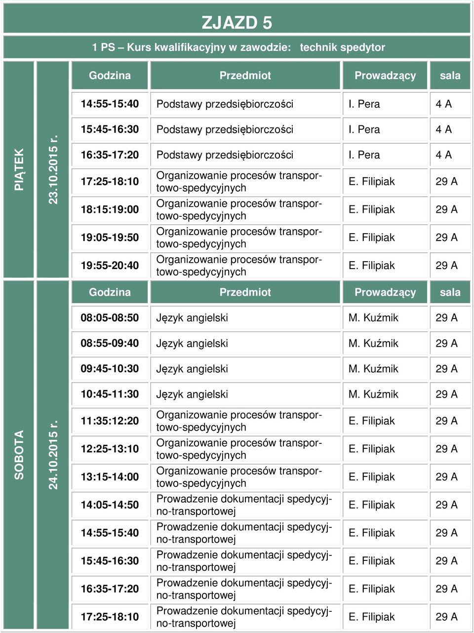 Pera 4 A  Pera 4 A Język angielski M. Kuźmik Język angielski M.