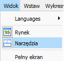 czy podsumowanie zamkniętych transakcji za dowolny okres. Podgląd rachunku włączamy poprzez wybranie opcji Narzędzia z menu Widok.