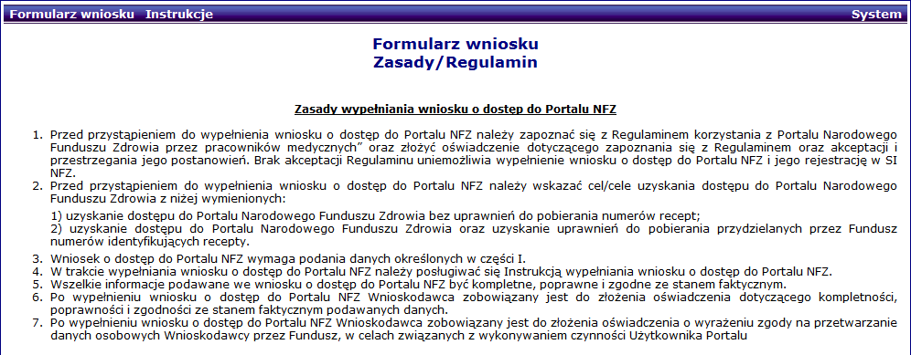 Rejestrację wniosku o dostęp do Portalu rozpoczyna się na stronie logowania do aplikacji System Numerowania Recept (SNRL) Portal Personelu.