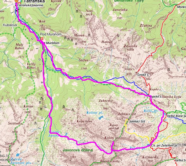 Trasa: Jaworzyna-Kołowy-Jaworzyna Tren, filtr regionalny: Jaworowa, dol.