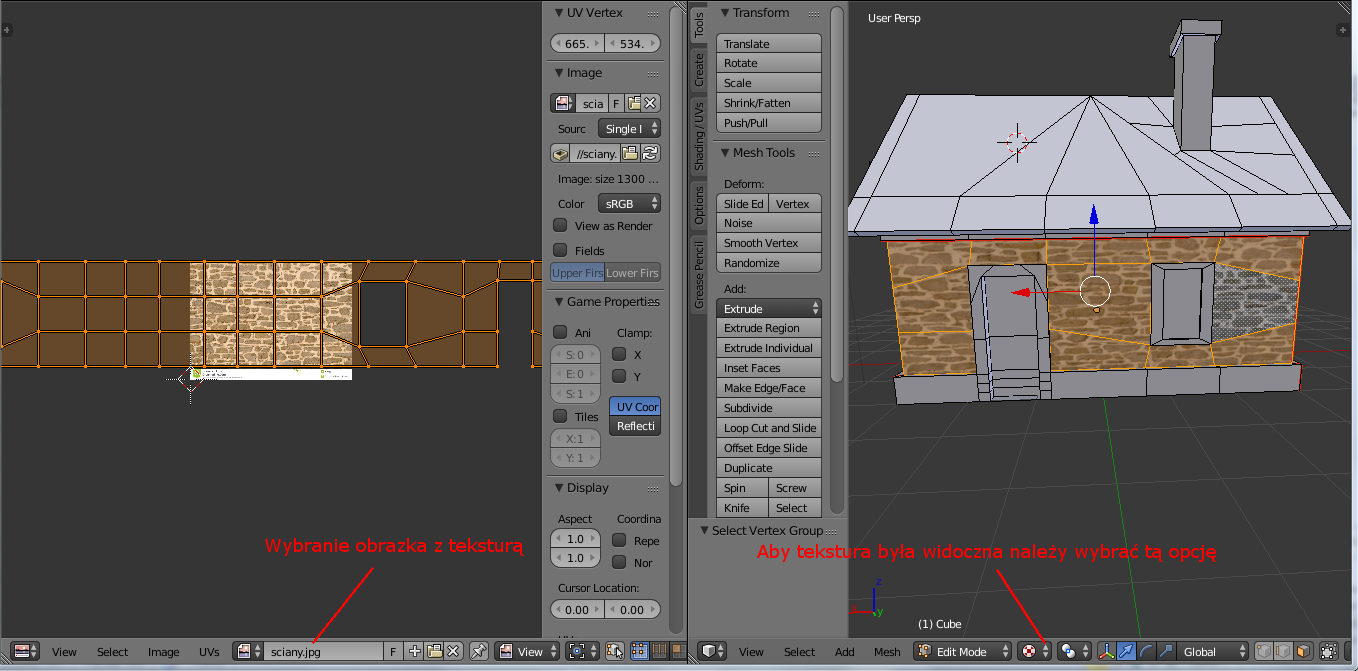 25.Obsługa Node Editor-a Po odpowiednim podłączeniu UVmapy ponownie zmieniamy ustawienie interfejsu i tym razem wybieramy UV Editing.