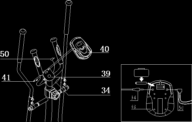 KROK 7 Wsuń komputer (40) w uchwyt (39) znajdujący się na górze kolumny przedniej (37) i przykręć go przy pomocy dwóch śrub mocujących (41).