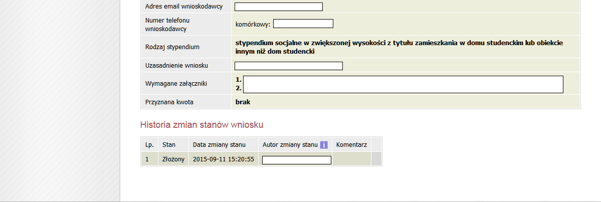 Po złożeniu wniosku przejdziesz do ekranu gdzie znajdują się wszystkie informacje na jego temat. UWAGA!