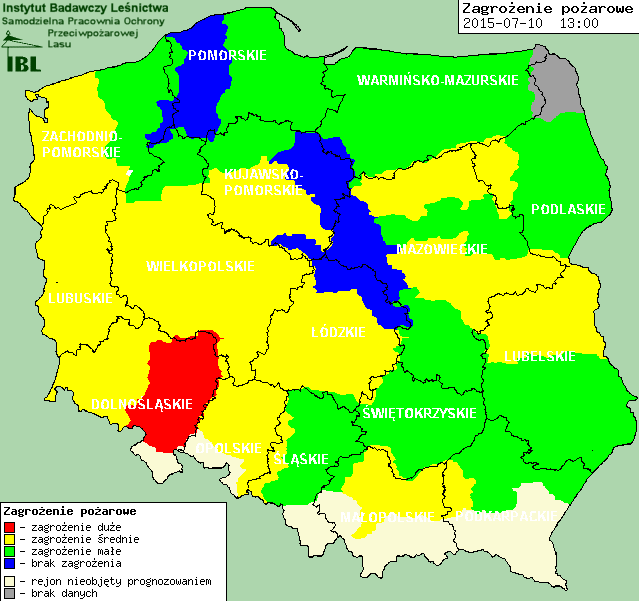 INFORMACJE HYDROLOGICZNO - METEOROLOGICZNE Zagrożenie pożarowe lasów Ostrzeżenia