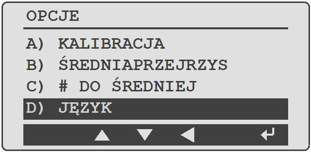 PL Sposób działania KASOWANIE ŚREDNIEJ W opcji kasowania wyników średnich należy wybrać bieżący gatunek ziarna lub wszystkie gatunki ziarna i nacisnąć przycisk Enter.