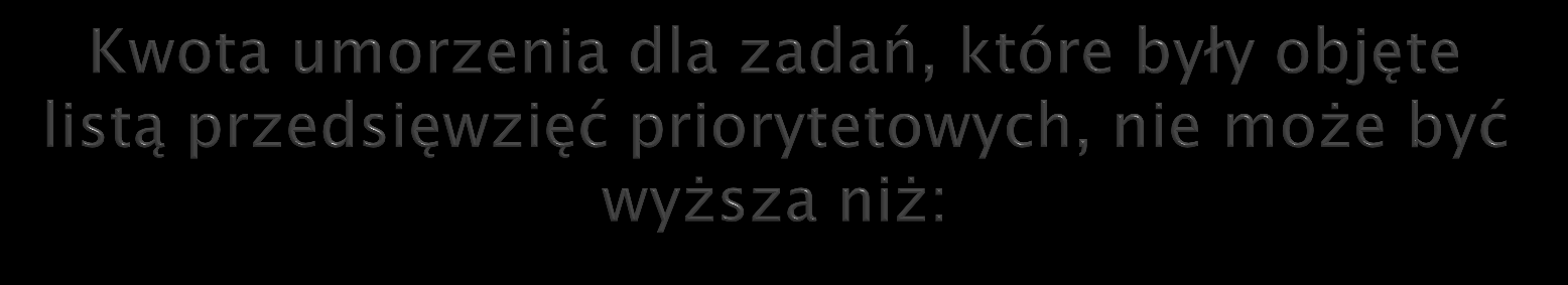 1. 25% pożyczki udzielonej na zadania realizowane przez publiczne jednostki organizacyjne ochrony zdrowia oraz domy pomocy społecznej; 2.