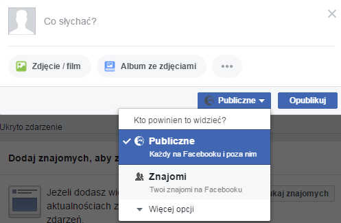 Instrukcja zameldowania Odnaleźć okno publikacji postów które standardowo znajduje się w górnej części portalu.
