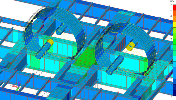 839 Fig. 9. Stress concentration in beams at the level +65.