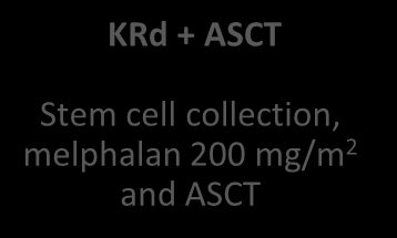 Phase 2 trial of KRd combined with ASCT in NDMM Abstract S101, EHA 2016 KRd + ASCT KRd + ASCT KRd + ASCT KRd + ASCT NDMM 4 x 28 day cycles (C) of K i.v.