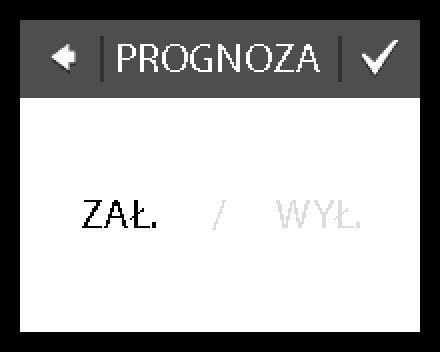 2. Nacisnąć USTAWIENIA w prawym dolnym rogu menu. Następnie nacisnąć OPCJE. 3. Wybrać PROGNOZOWA- NIE. Następnie nacisnąć ZAŁ., aby włączyć optymalizację włączania i wyłączania ogrzewania, lub WYŁ.