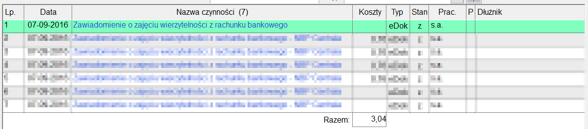 RYSUNEK 24. OPCJE DLA E-ZAJĘĆ Poprawnie pobranej notyfikacji treść wyświetlana jest w kolumnie Stan zajęcia. RYSUNEK 25.