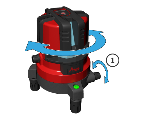 Obsługa Ustawianie pionowych linii lasera Przekręć pokrętło