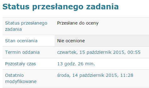 Pamiętaj, że to, że wpisałeś swoją odpowiedź nie oznacza, że ją zgłosiłeś do oceny. Nie zapomnij o wysłaniu odpowiedzi (czyli zgłoszeniu zadania).