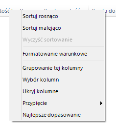 3.2.2 Filtr Mamy możliwość włączenia szczegółowych filtrów dla każdej kolumny z tabeli za pomocą opcji Filtr. Filtry te pozwolą nam wybrać zlecenia w zależności od m.in.