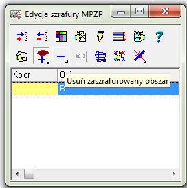 7. Aby zamalować jakiś obszar podświetlamy wybrany kolor oraz wybieramy Dodaj obszar do szrafury. Klikając w środek obszaru wypełniamy go kolorem. Wcześniej wybieramy parametry szrafury.