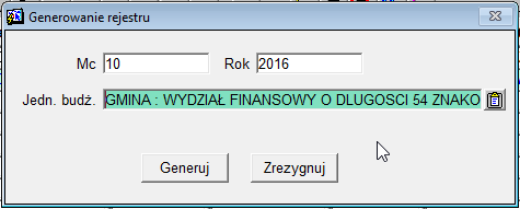 Wybranie tej opcji spowoduje wywołanie dodatkowego okna z parametrami do uzupełnienia (patrz Przykład 40) Przykład 40 Należy uzupełnić miesiąc, rok