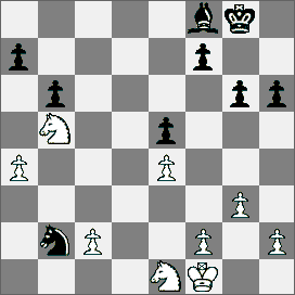 10.Obrona skandynawska [A49] Enevoldsen A. (Dania) WIM Bruce (Anglia) 1.Sf3 Sf6 2.d4 g6 3.g3 Gg7 4.Gg2 0 0 5.0 0 d6 6.Sc3 Sbd7 7.e4 c6 8.Gg5 h6 9.Ge3 e5 10.
