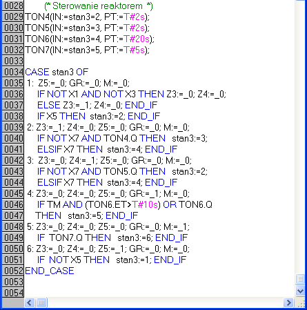 Zbiornik III,0,0,0,0 TON4 NOT X7 AND TON4.Q TON5 s 0,,0,0,0 NOT X7 AND TON5.Q X5 s s 0s X7 Z:=_/0 Z4:=_/0 Z5:= GR:= M:= NOT X5 6 TON7.Q X7 0s TON6.Q OR TON6.