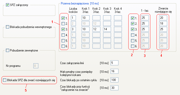 SPZ 1 fazowy Aby umożliwić wykorzystanie jednofazowej automatyki SPZ, należy zaznaczyć opcję Wyłącznik 1-faz. w zakładce Główne.