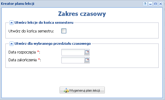 Następnie na siatce po prawej stronie dwuklikiem dodajemy lekcję, klikając na wybrane pole siatki. Pojawia nam się wtedy żółty kwadrat.