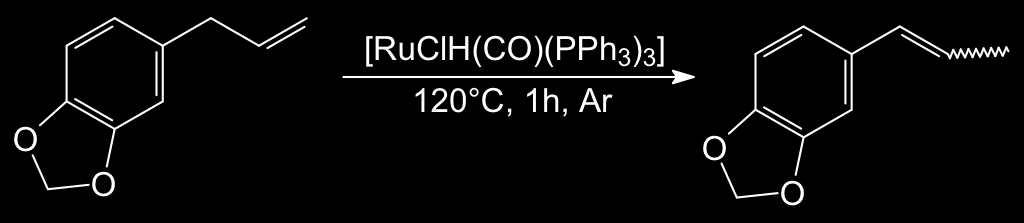 2.4. Katalizowana przez chlorohydrydokarbonyltris(trifenylofosfina)ruten(ii) izomeryzacja 1,2-metylenodioksy-4-(2-propenylo)benzenu do mieszaniny (E)- i (Z)-1,2-metlenodioksy-4-(1-propenylo)benzenów