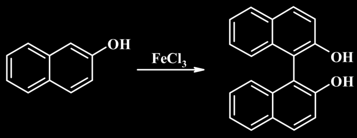 2.11 Reakcja sprzęgania rodnikowego (na podstawie Preparatyka Organiczna, A. I. Vogel) Odczynniki: 2-naftol, chlorek żelaza(iii).