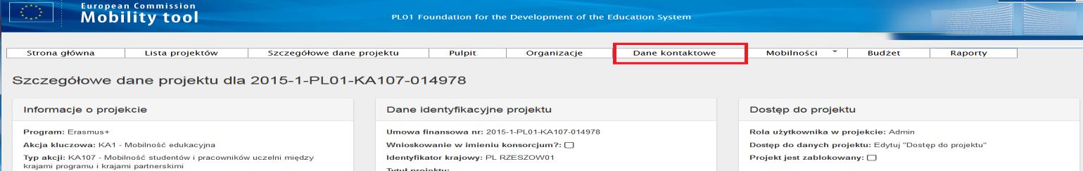 1. Wejdź do projektu. Wejdź do projektu, klikając numer umowy finansowej. 2.