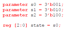 listing 4 2. Sposób kodowania stanów: Jedną z najwaŝniejszych rzeczy przy projektowaniu automatu synchronicznego jest wybór kodowania stanów.
